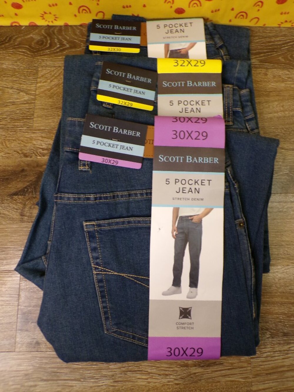 Scott Barber NWT Men's 5-Pocket Blue Jeans Choice of Size: 30x29, 32x29, 32x30
